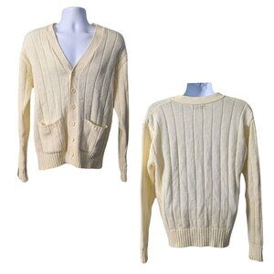 Vintage 80s TROY HILL Button Close Cream Letterman's Taylor Swift-like Cardigan